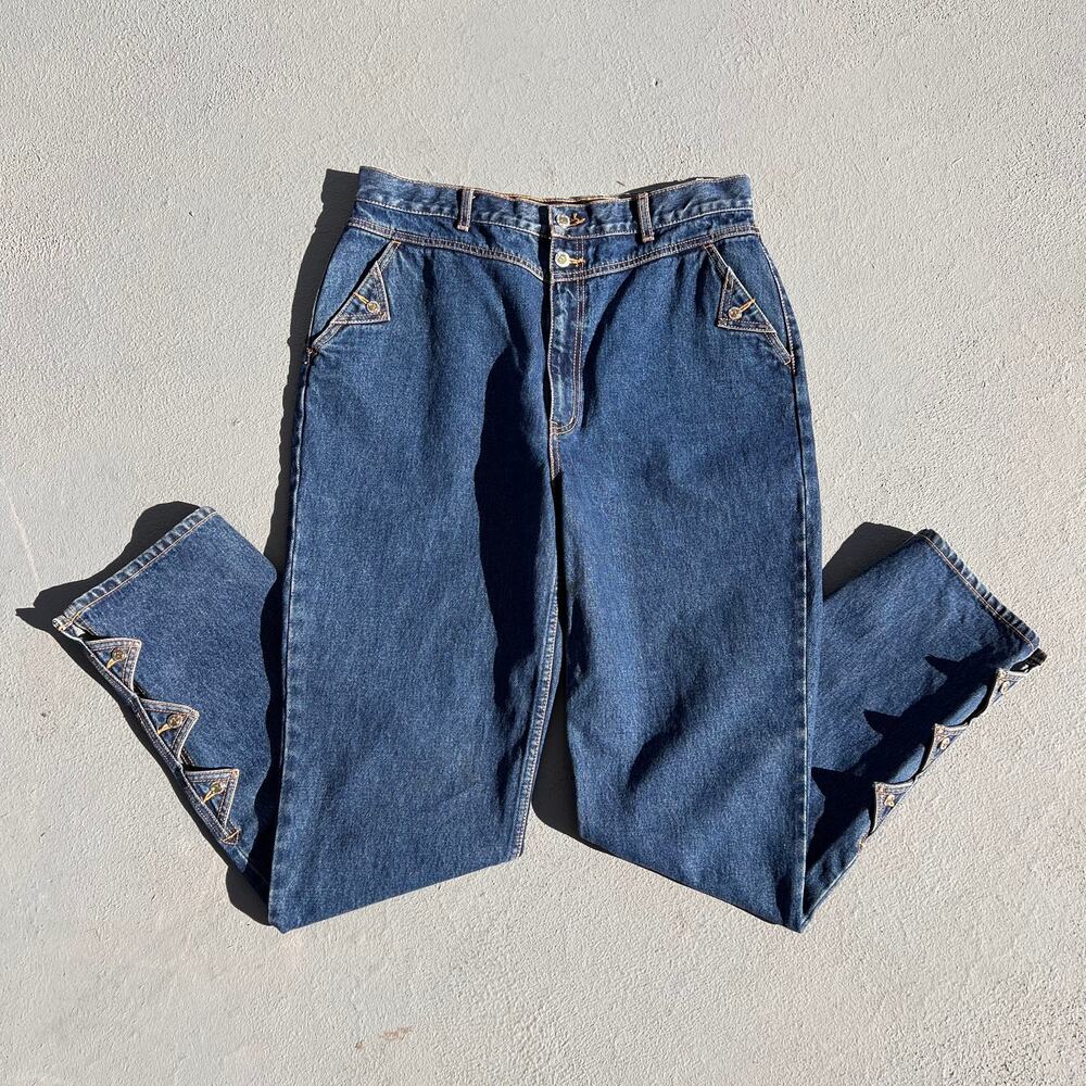 Vintage 90s Lawman high rise bareback concho detail cowgirl western mom jeans
